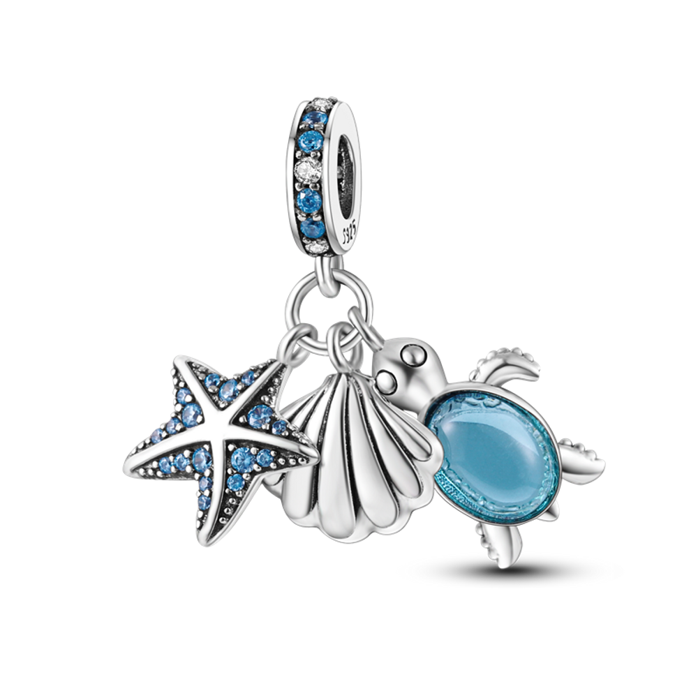 Charms for bangle 925 Sterling silver Ocean Sea Turtle Starfish Dangle 