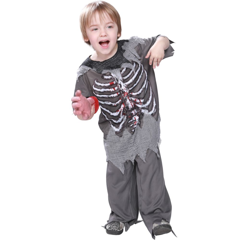 Child Deluxe Zombie Clown Costume Boys Scary Halloween Fancy Dress Outfit Kids 